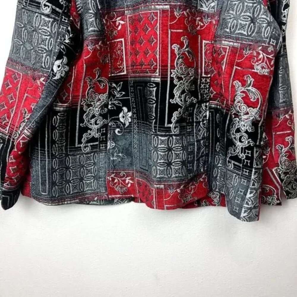 Susan Graver Red and Black Patterned blazer Jacket Sz 22 - Picture 8 of 10